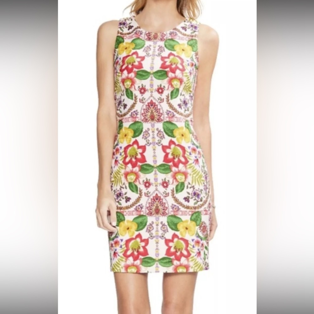 Vince Camuto Pink and Red Sheath Cocktail Dress